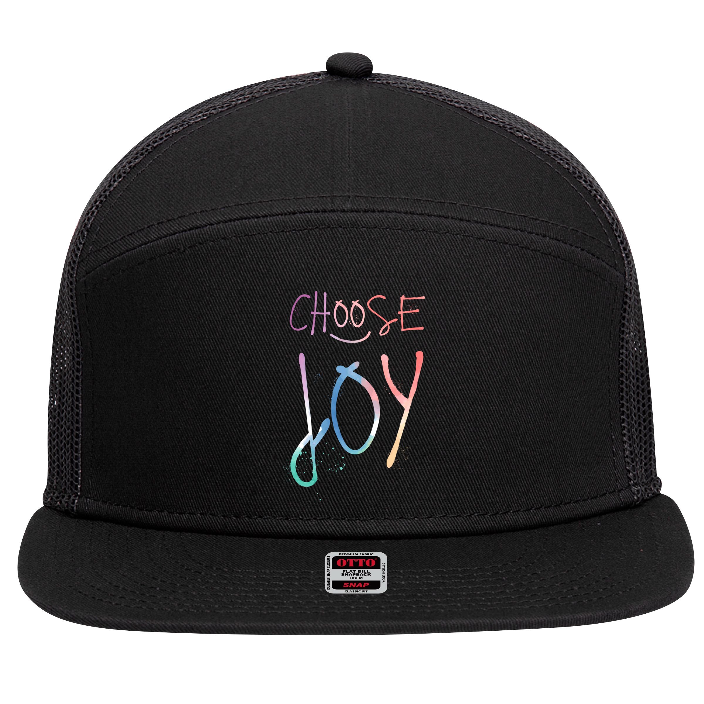 Choose Joy Gift Happy Motivational Gift 7 Panel Mesh Trucker Snapback Hat