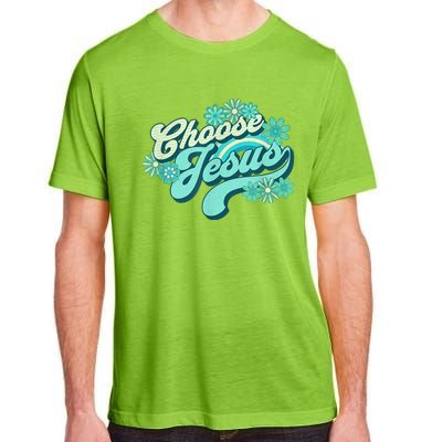 Choose Jesus Groovy Flowers Christian Retro Love Peace Cute Adult ChromaSoft Performance T-Shirt