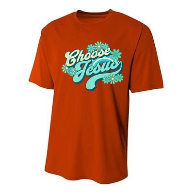 Choose Jesus Groovy Flowers Christian Retro Love Peace Cute Performance Sprint T-Shirt