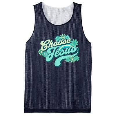 Choose Jesus Groovy Flowers Christian Retro Love Peace Cute Mesh Reversible Basketball Jersey Tank