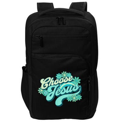 Choose Jesus Groovy Flowers Christian Retro Love Peace Cute Impact Tech Backpack