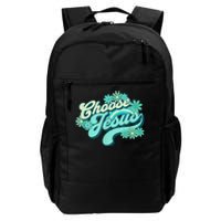 Choose Jesus Groovy Flowers Christian Retro Love Peace Cute Daily Commute Backpack