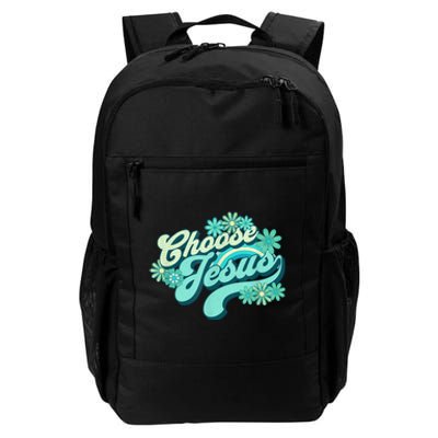 Choose Jesus Groovy Flowers Christian Retro Love Peace Cute Daily Commute Backpack