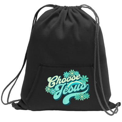 Choose Jesus Groovy Flowers Christian Retro Love Peace Cute Sweatshirt Cinch Pack Bag