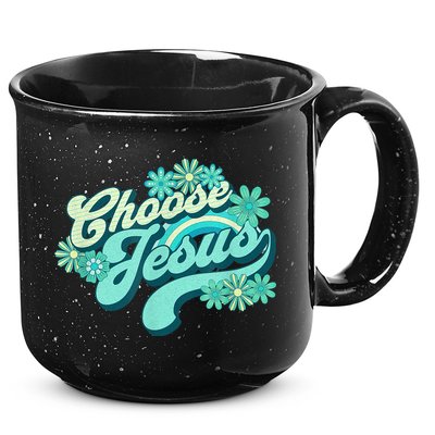Choose Jesus Groovy Flowers Christian Retro Love Peace Cute 15oz Campfire Ceramic Mug