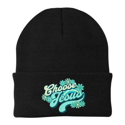Choose Jesus Groovy Flowers Christian Retro Love Peace Cute Beanie