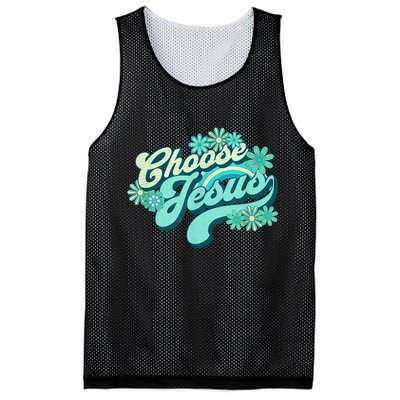 Choose Jesus Groovy Flowers Christian Retro Love Peace Cute Mesh Reversible Basketball Jersey Tank