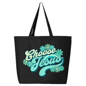 Choose Jesus Groovy Flowers Christian Retro Love Peace Cute 25L Jumbo Tote