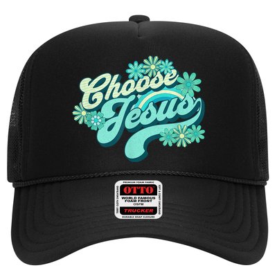 Choose Jesus Groovy Flowers Christian Retro Love Peace Cute Hat