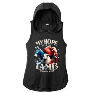 Christian Jesus God Elephant Donkey My Hope Is In The Lamb Ladies PosiCharge Tri-Blend Wicking Draft Hoodie Tank