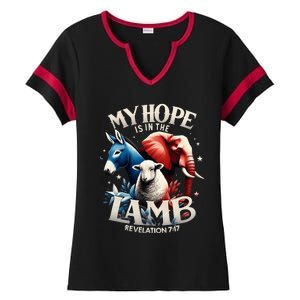 Christian Jesus God Elephant Donkey My Hope Is In The Lamb Ladies Halftime Notch Neck Tee