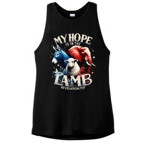 Christian Jesus God Elephant Donkey My Hope Is In The Lamb Ladies PosiCharge Tri-Blend Wicking Tank