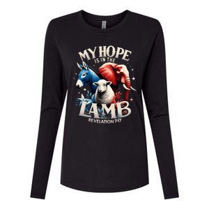 Christian Jesus God Elephant Donkey My Hope Is In The Lamb Womens Cotton Relaxed Long Sleeve T-Shirt