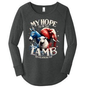 Christian Jesus God Elephant Donkey My Hope Is In The Lamb Women's Perfect Tri Tunic Long Sleeve Shirt