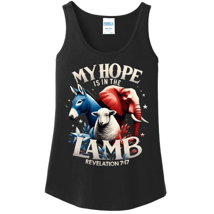 Christian Jesus God Elephant Donkey My Hope Is In The Lamb Ladies Essential Tank