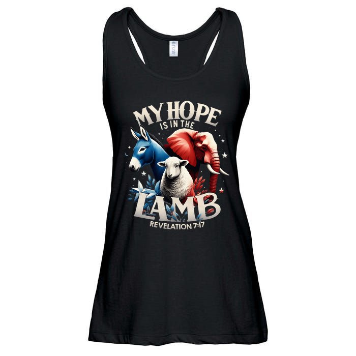 Christian Jesus God Elephant Donkey My Hope Is In The Lamb Ladies Essential Flowy Tank