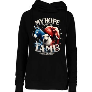 Christian Jesus God Elephant Donkey My Hope Is In The Lamb Womens Funnel Neck Pullover Hood