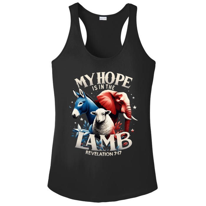 Christian Jesus God Elephant Donkey My Hope Is In The Lamb Ladies PosiCharge Competitor Racerback Tank