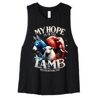 Christian Jesus God Elephant Donkey My Hope Is In The Lamb Women's Racerback Cropped Tank