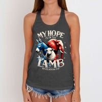 Christian Jesus God Elephant Donkey My Hope Is In The Lamb Women's Knotted Racerback Tank