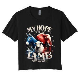 Christian Jesus God Elephant Donkey My Hope Is In The Lamb Women's Crop Top Tee