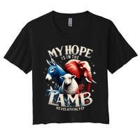 Christian Jesus God Elephant Donkey My Hope Is In The Lamb Women's Crop Top Tee