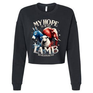 Christian Jesus God Elephant Donkey My Hope Is In The Lamb Cropped Pullover Crew