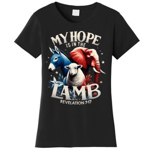 Christian Jesus God Elephant Donkey My Hope Is In The Lamb Women's T-Shirt