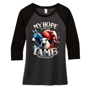 Christian Jesus God Elephant Donkey My Hope Is In The Lamb Women's Tri-Blend 3/4-Sleeve Raglan Shirt