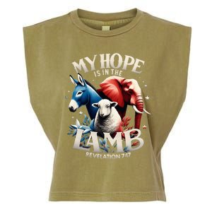 Christian Jesus God Elephant Donkey My Hope Is In The Lamb Garment-Dyed Women's Muscle Tee