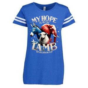 Christian Jesus God Elephant Donkey My Hope Is In The Lamb Enza Ladies Jersey Football T-Shirt