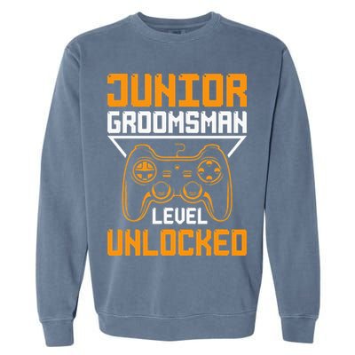 Cute Junior Groomsman Gaming Wedding Party Jr Gift Garment-Dyed Sweatshirt