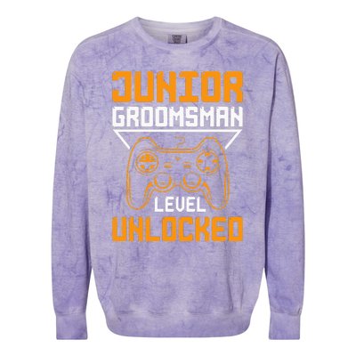 Cute Junior Groomsman Gaming Wedding Party Jr Gift Colorblast Crewneck Sweatshirt