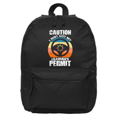 Caution Just Got My LearnerS Permit Apparel For New Drivers 16 in Basic Backpack