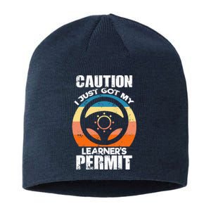 Caution Just Got My LearnerS Permit Apparel For New Drivers Sustainable Beanie