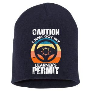 Caution Just Got My LearnerS Permit Apparel For New Drivers Short Acrylic Beanie