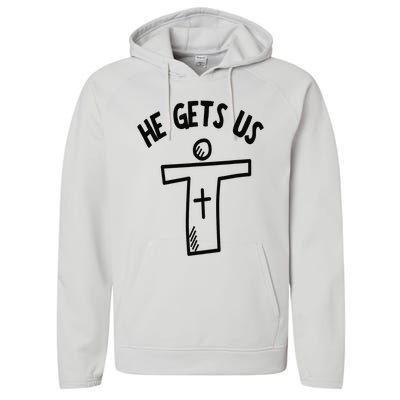 Christian JESUS HE GETS US Performance Fleece Hoodie