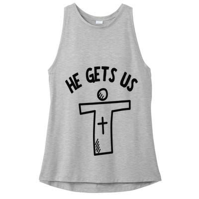 Christian JESUS HE GETS US Ladies PosiCharge Tri-Blend Wicking Tank