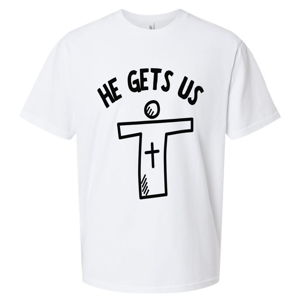 Christian JESUS HE GETS US Sueded Cloud Jersey T-Shirt