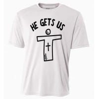 Christian JESUS HE GETS US Cooling Performance Crew T-Shirt