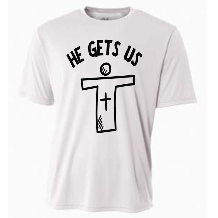 Christian JESUS HE GETS US Cooling Performance Crew T-Shirt