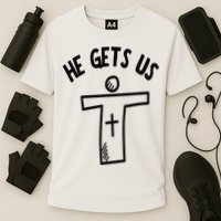 Christian JESUS HE GETS US Cooling Performance Crew T-Shirt