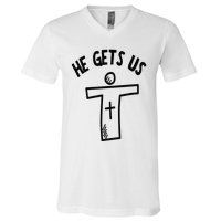 Christian JESUS HE GETS US V-Neck T-Shirt