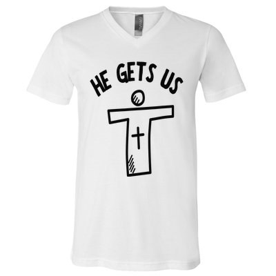 Christian JESUS HE GETS US V-Neck T-Shirt