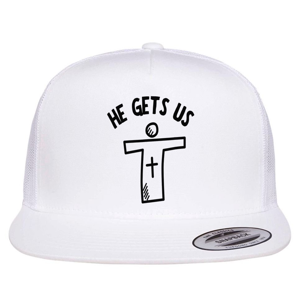 Christian JESUS HE GETS US Flat Bill Trucker Hat