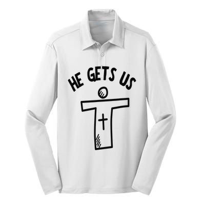 Christian JESUS HE GETS US Silk Touch Performance Long Sleeve Polo