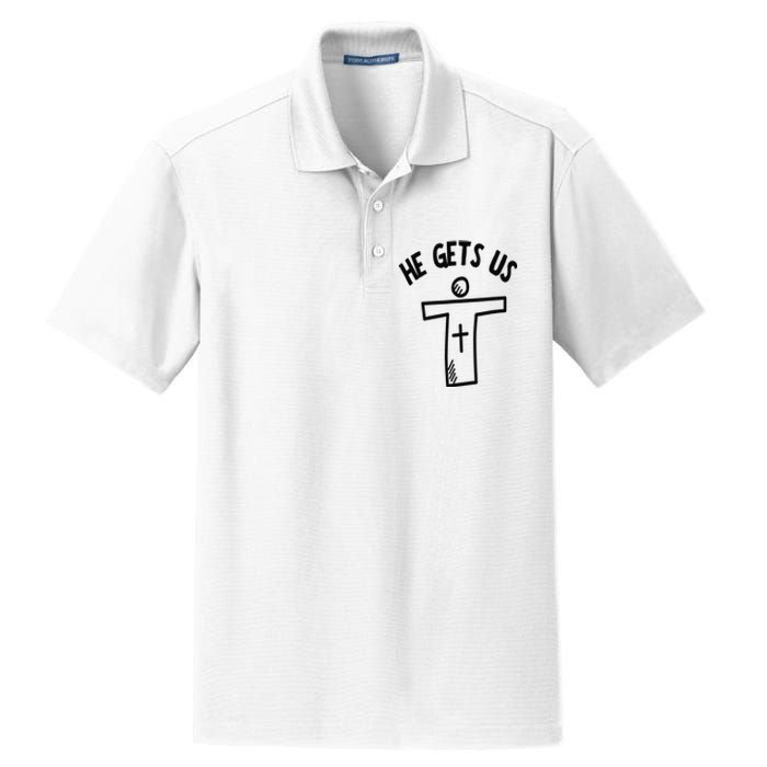 Christian JESUS HE GETS US Dry Zone Grid Polo