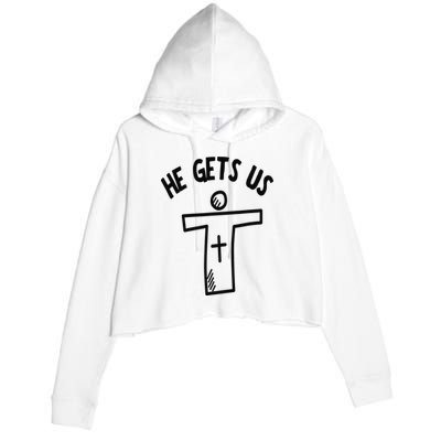 Christian JESUS HE GETS US Crop Fleece Hoodie