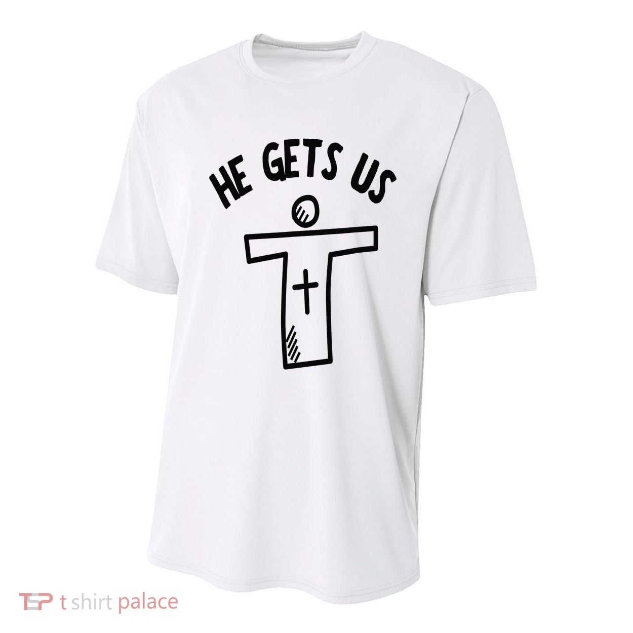 Christian JESUS HE GETS US Youth Performance Sprint T-Shirt