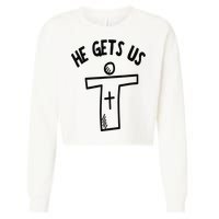 Christian JESUS HE GETS US Cropped Pullover Crew